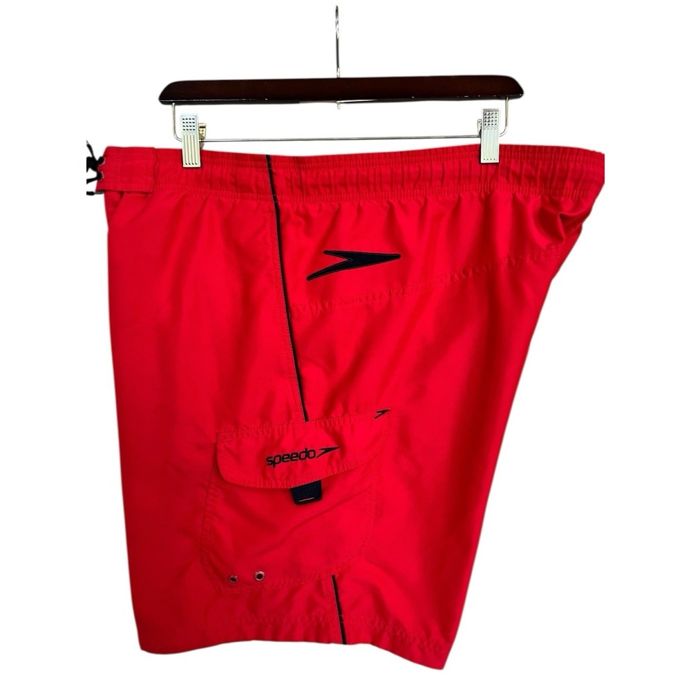 Speedo Cargo Board Shorts Mens Medium Red Drawstring Swim Trunks Beach Pool
